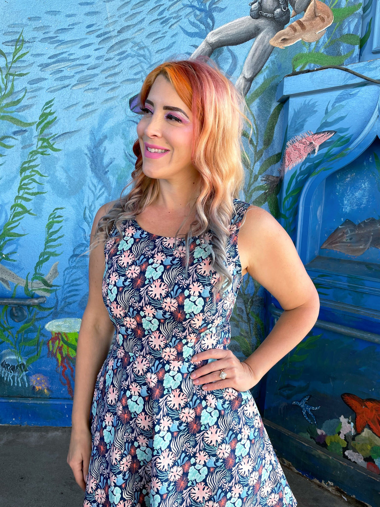 Vestido patinador coral