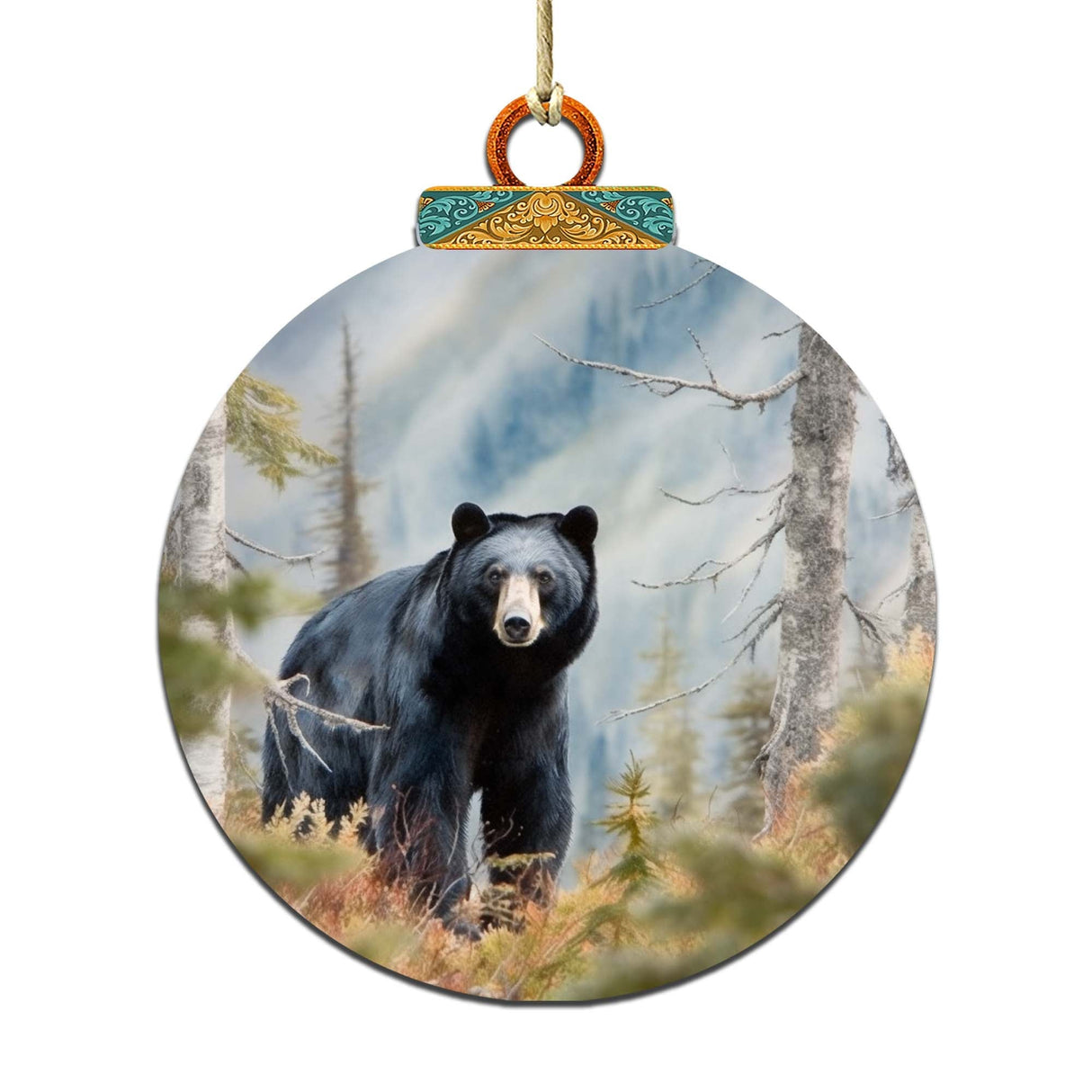 Adornos de madera "Viaje del oso negro de Alaska" de G.Debrekht - Decoración navideña con temática de vida silvestre - 870072