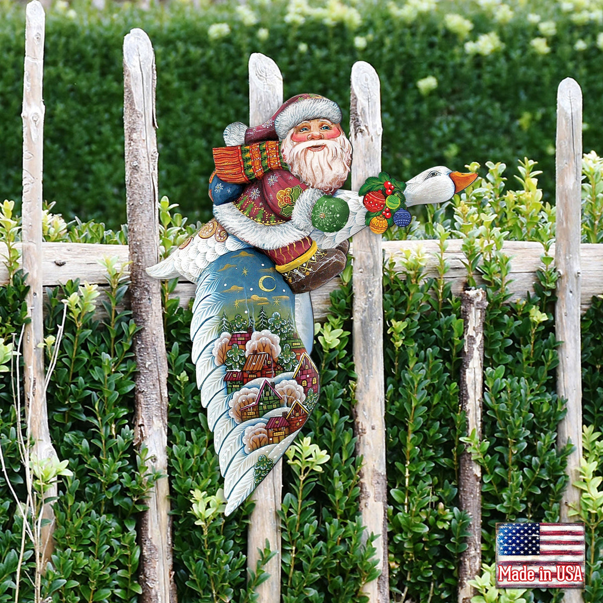 Decoración navideña para puerta con Papá Noel viajero de ganso de G. DeBrekht - Decoración navideña con muñeco de nieve de Papá Noel - 8114060H