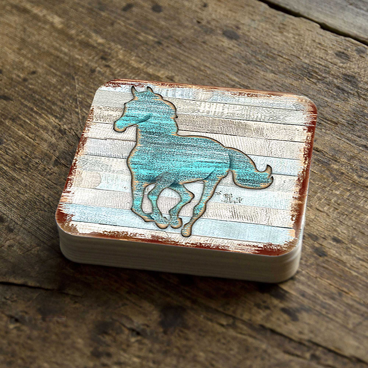 Posavasos de corcho de madera con forma de caballo, juego de regalo de 4, de Nature Wonders - 8198157-9C