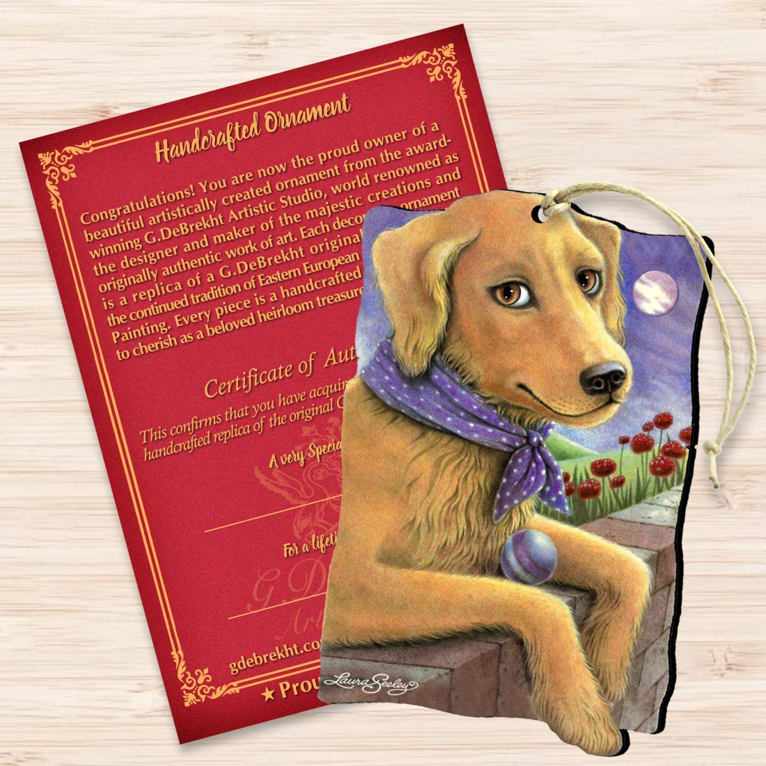 Flowers Fetch Fun Wooden Ornaments Pets by Laura Seeley - Pets Dog and Cats Decor - 8511011-LS