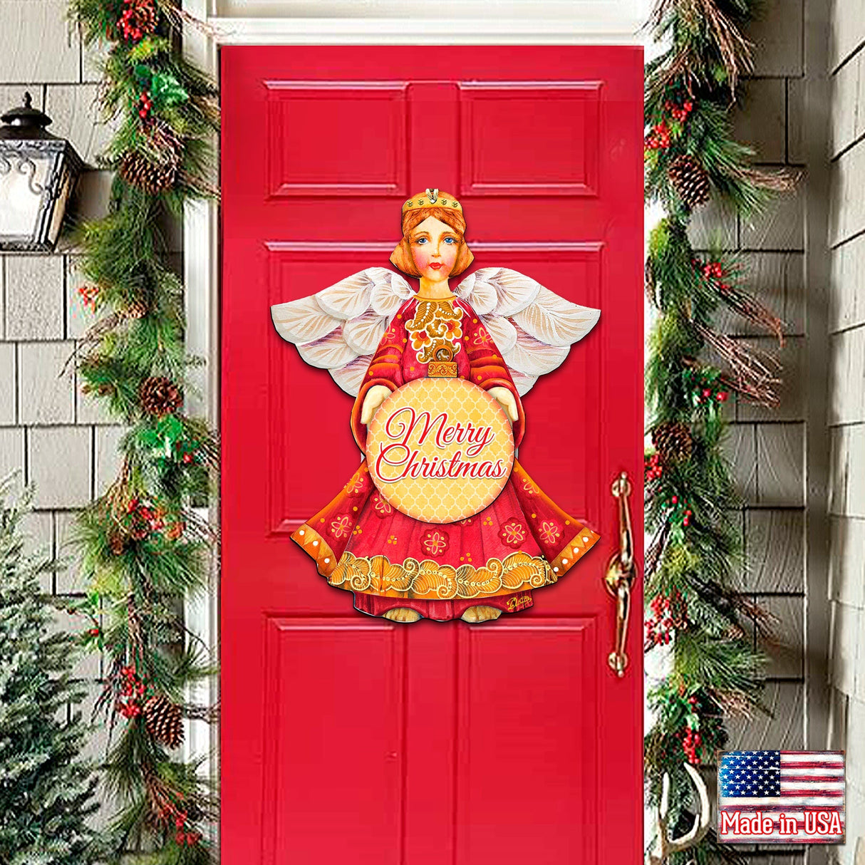 Dated Merry Christmas Angel Door Hanger by G. DeBrekht - Designocracy - 8152722H-MCH