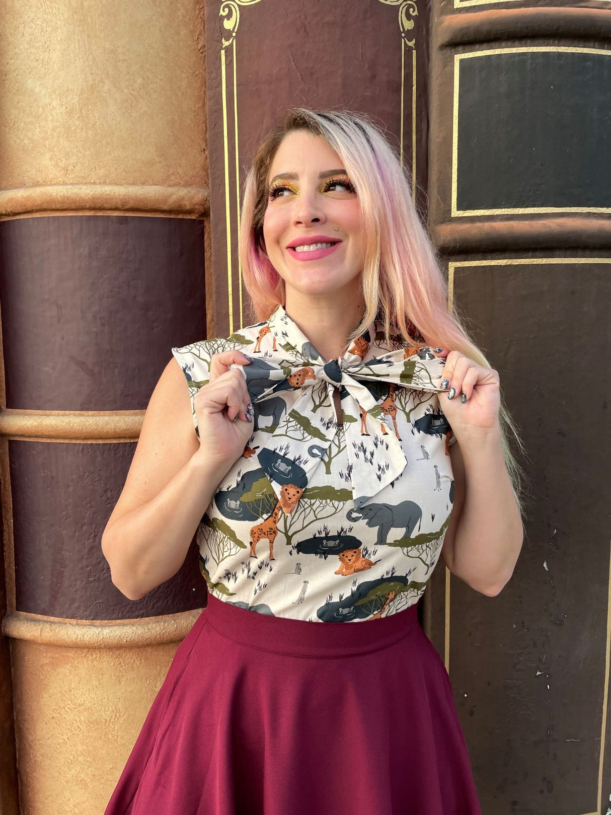 Falda patinadora burdeos