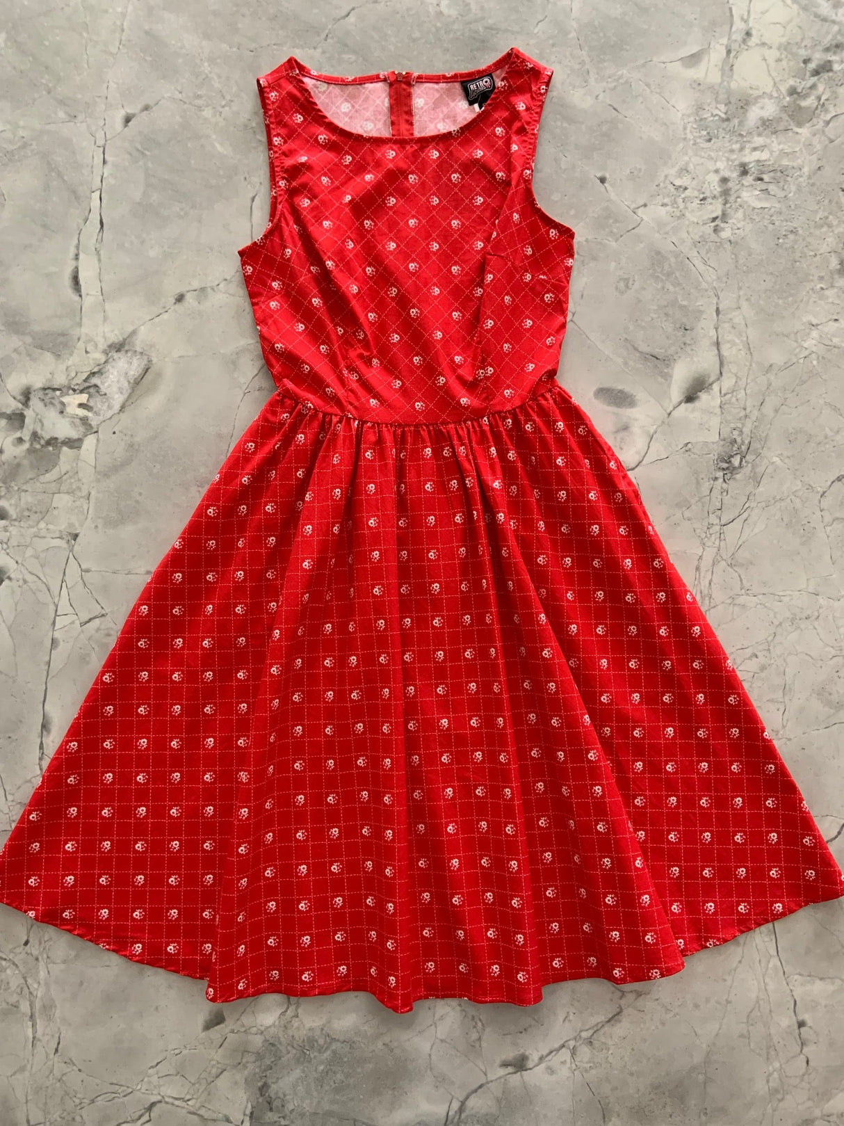 Vestido vintage floral rojo - ¡Solo talla XS, queda 1!