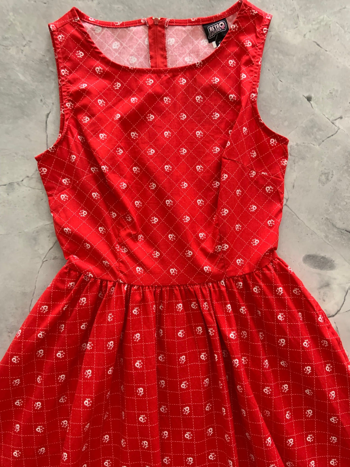 Vestido vintage floral rojo - ¡Solo talla XS, queda 1!
