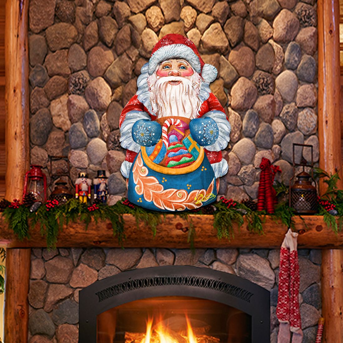 Birdie Santa Christmas Door Decor by G. DeBrekht - Christmas Santa Snowman Decor - 8117902H