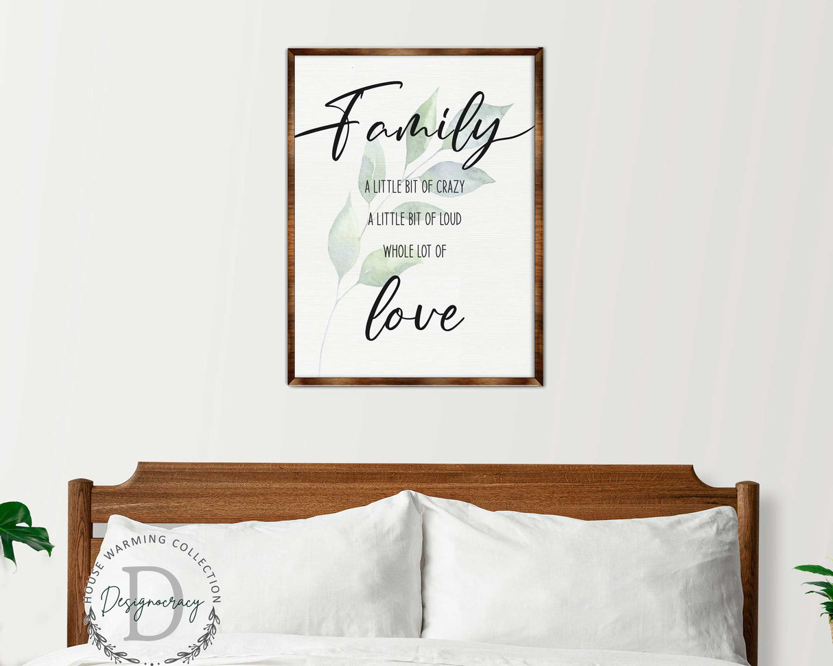 Family Love - Crazy, love, loud - Wooden Wall art - Contemporary decor - Living room Sign - Farmhouse decor - 310346