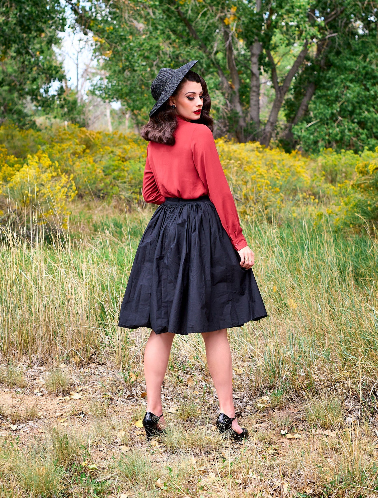 Blusa retro Helen en coñac (solo 3 unidades)