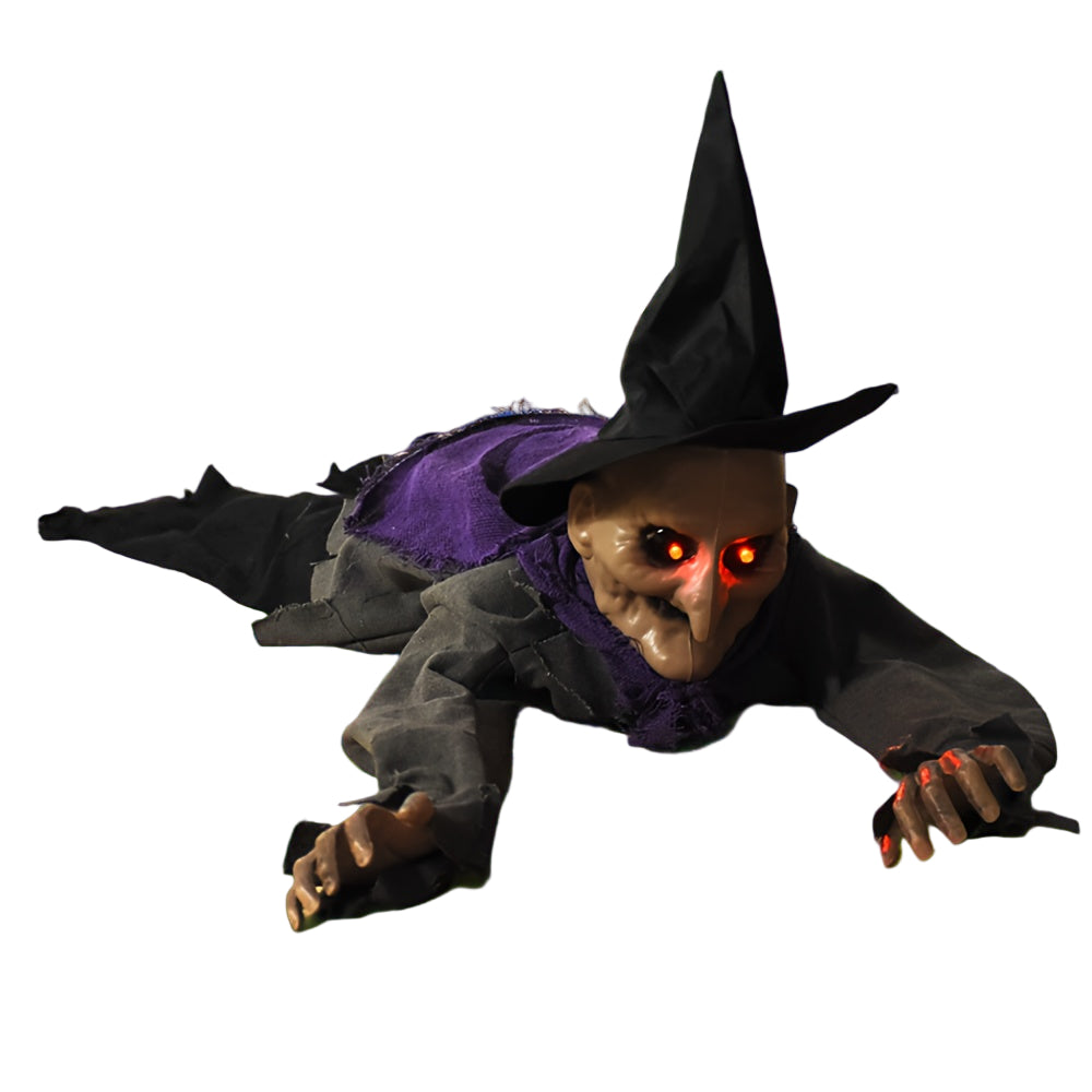 NNETM Witch Skeleton Halloween Crawling Prop with Lights