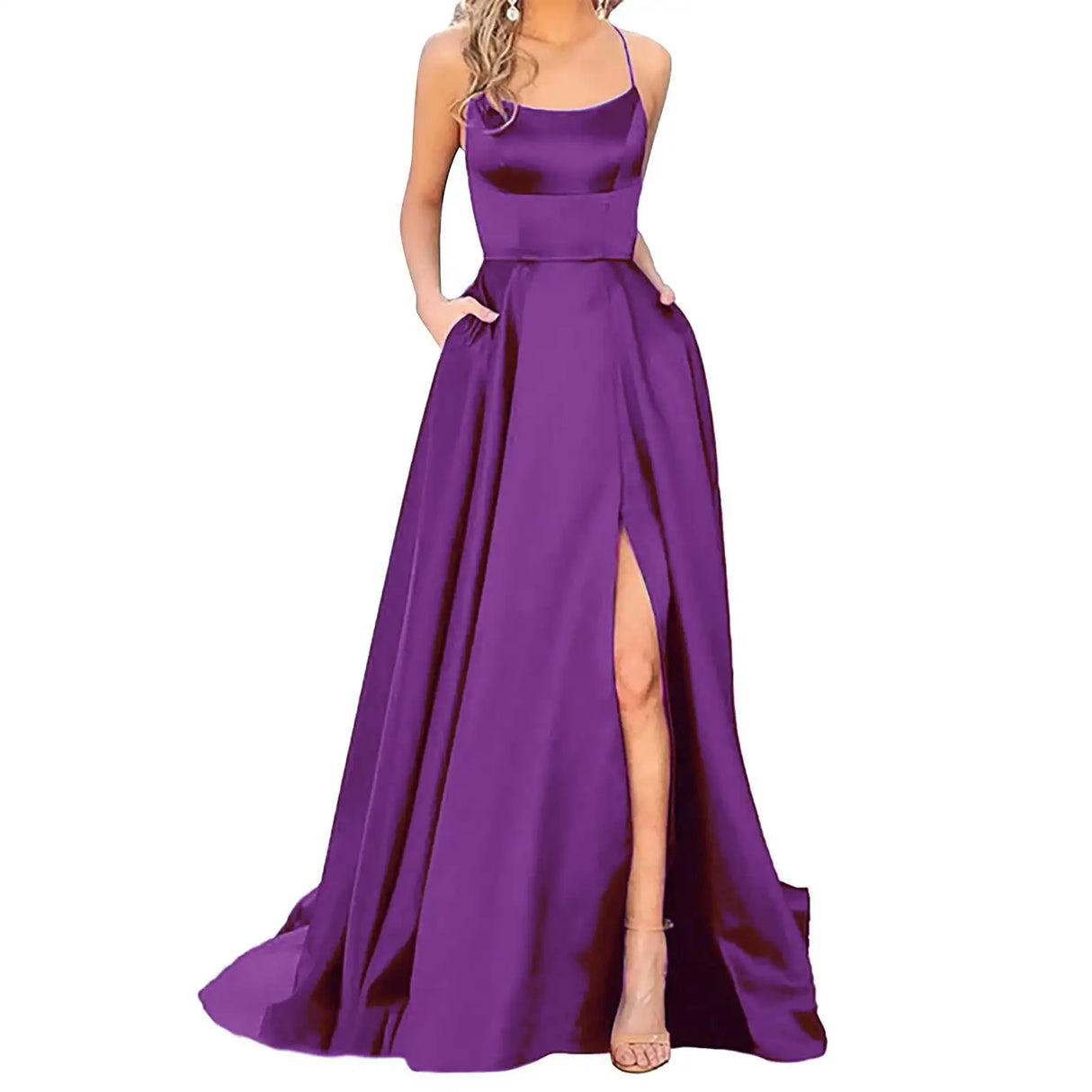Solid Color Long Slimming And Shoulder Hollow Girlfriends Fashion Bridesmaid Party Dress - Lootquake