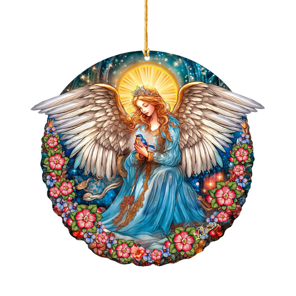 Adornos navideños de madera del Ángel de la Guarda de la Serenidad de G. DeBrekht - Decoración navideña para la Natividad - 8652806