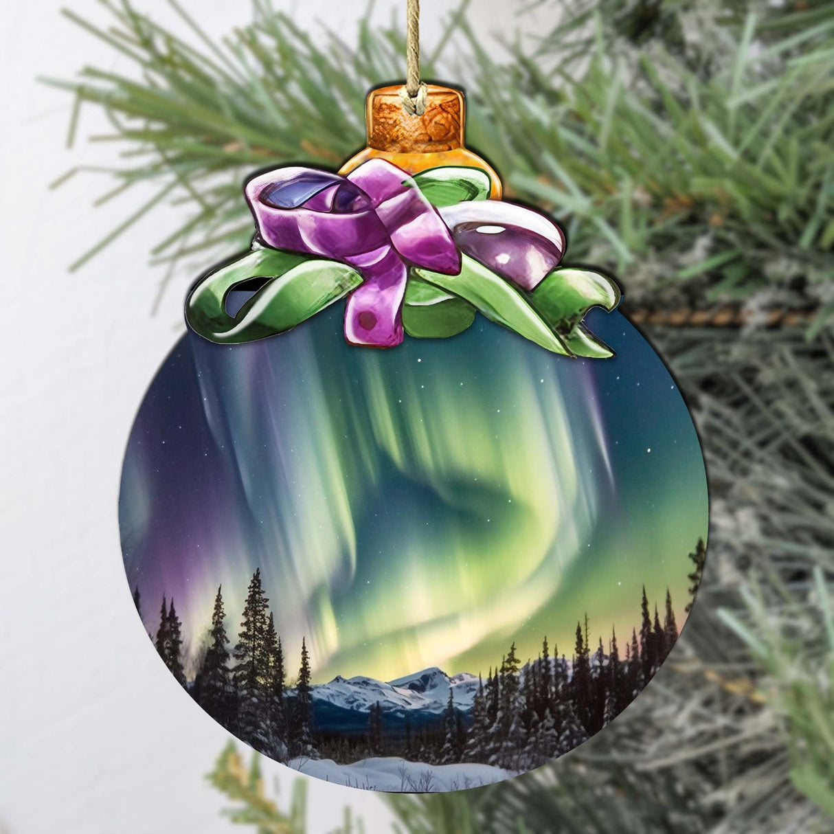 Aurora Borealis Brilliance Wooden Ornaments by G.Debrekht - Wildlife Holiday Decor - 870025