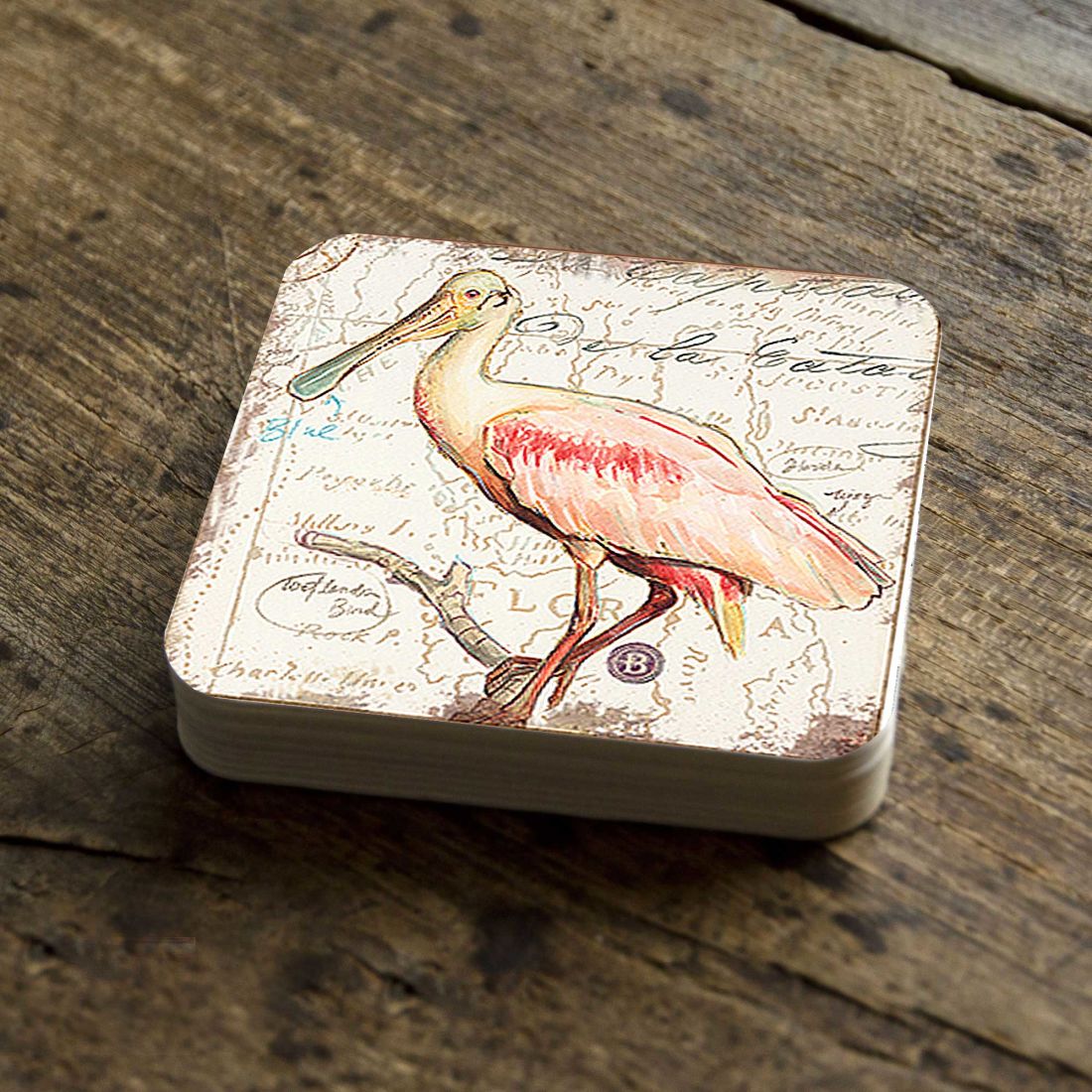 Bird Wooden Cork Coasters Gift Set of 4 by Nature Wonders - Nature Wildlife Decor - 8198624C-S4