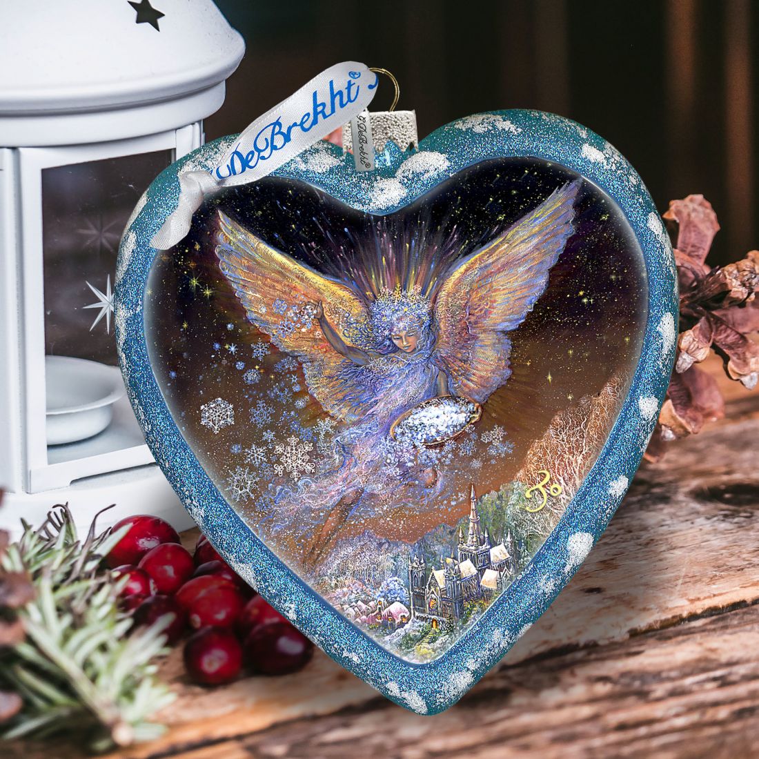 Wings of Love Glass Ornament Limited Edition by Josephine Wall - Nativity Holiday Decor - 738-407-JW