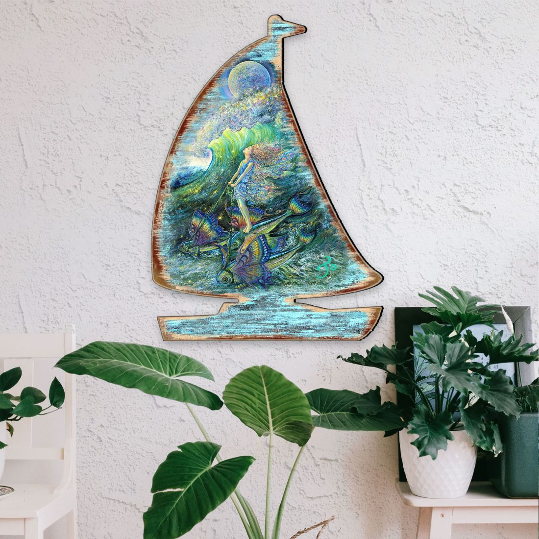 Decoración costera para puerta "Surfers Dream" de Josephine Wall - Decoración costera con vida marina - 8472103H-JW