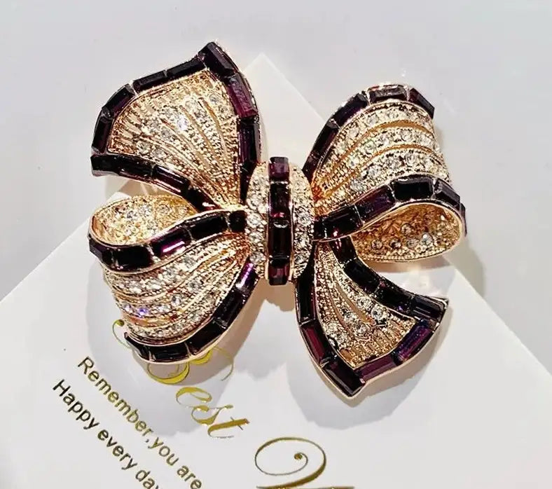 Luxury Purple Alloy Bow Brooch With High-end Feel - Lootquake