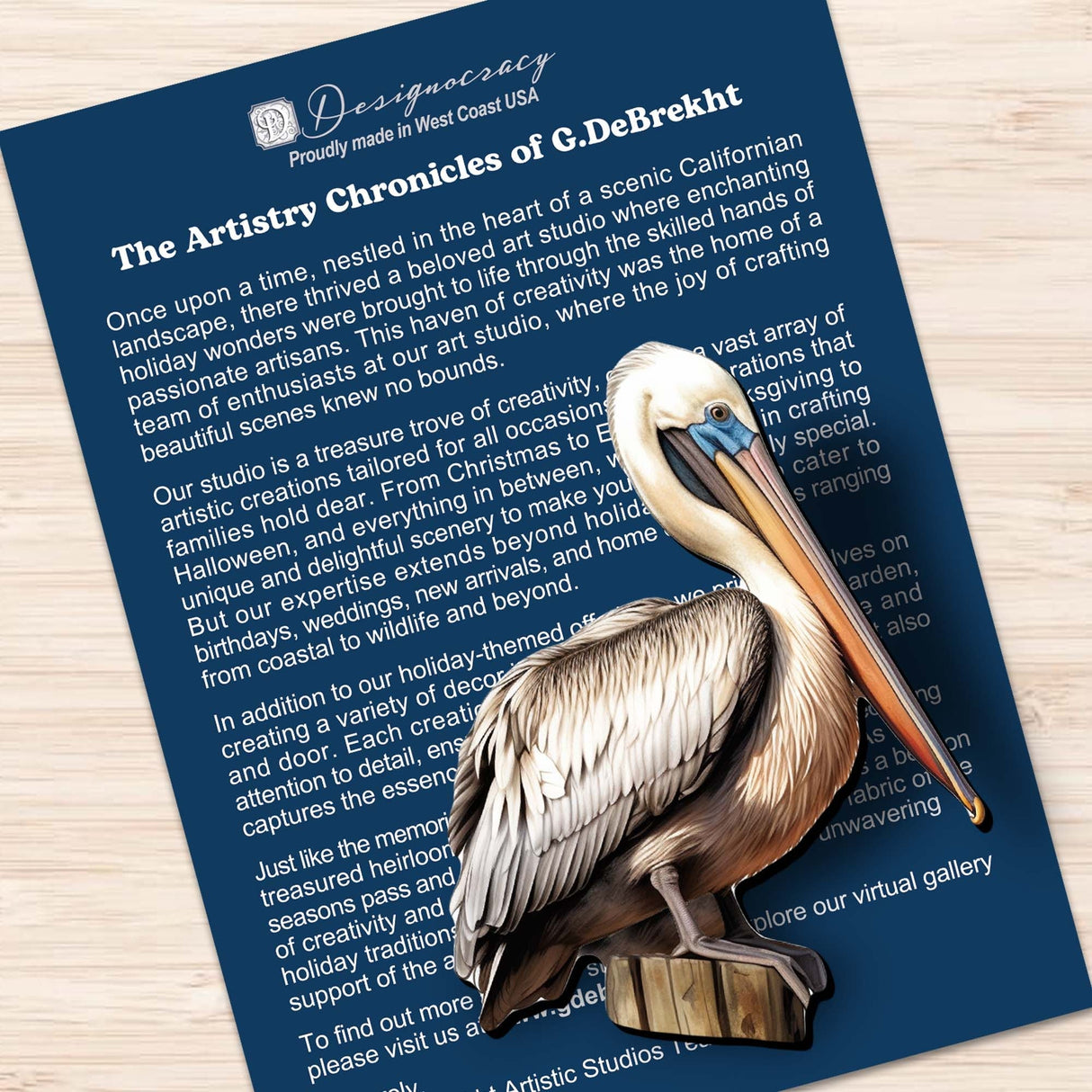 Pelicans Decorative Wooden Clip-on Ornaments Set of 3 by G. Debrekht - Christmas Decor - 8091014C-S3