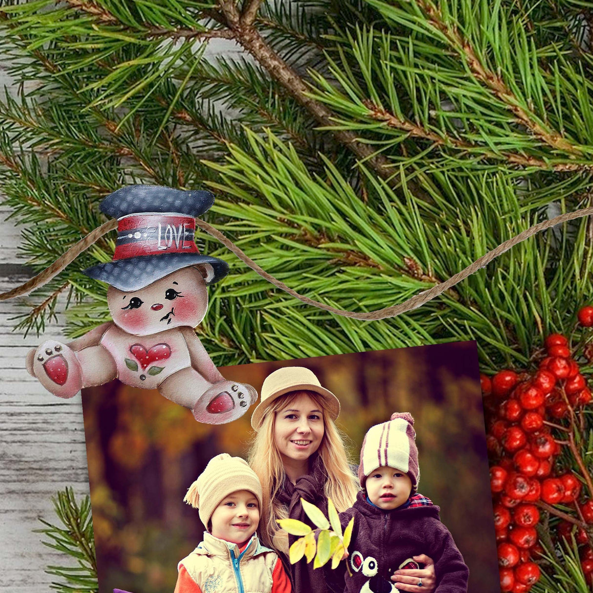 Big Hat Brigade Decorative Wooden Clip-on Ornaments Set of 6 by Jamie Mills-Price - Christmas Santa Snowman Decor - 8090046C-MP-S6