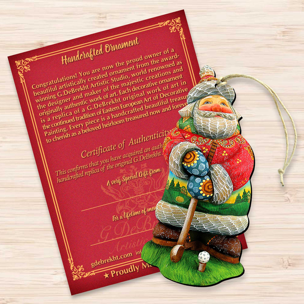 Golfer Santa Christmas Wooden Ornaments by G. DeBrekht - Christmas Santa Snowman Decor - 8157675