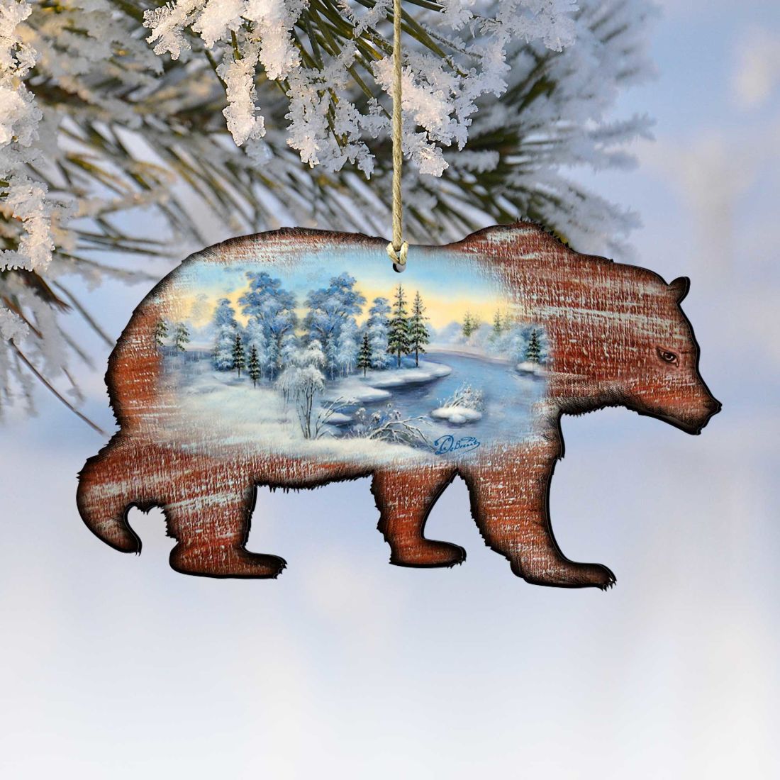 Adornos navideños de madera con diseño de oso grizzly de G. DeBrekht - Decoración navideña con temática de vida silvestre - 8198214