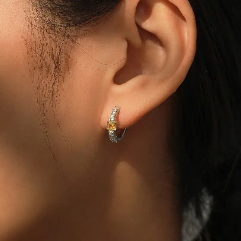 S925 Sterling Silver With Shiny Diamond Earrings Cold High Sense Ear Ring - Lootquake