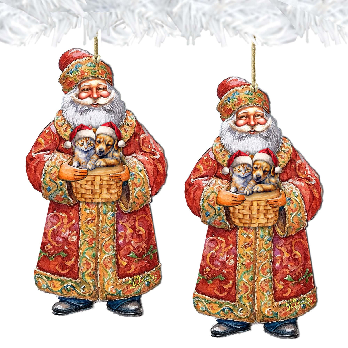 Mascotas navideñas con adornos de madera de Papá Noel de G. Debrekht - Decoración navideña de muñeco de nieve de Papá Noel - 8691406