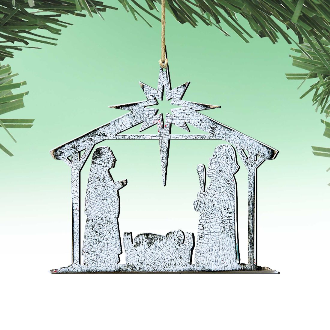 Adornos rústicos de madera para el Nacimiento con forma de estrella de G. DeBrekht - Decoración navideña - 8198851