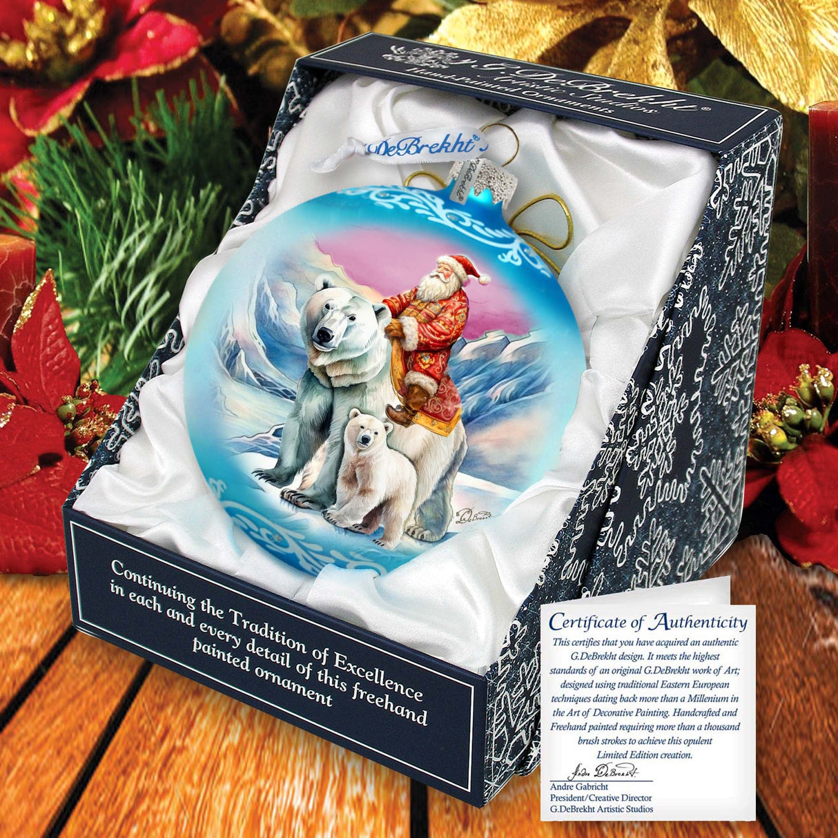 Arctic Adventurer Lg Glass Ornament by G.Debrekht - Christmas Santa Snowman Decor - 73966