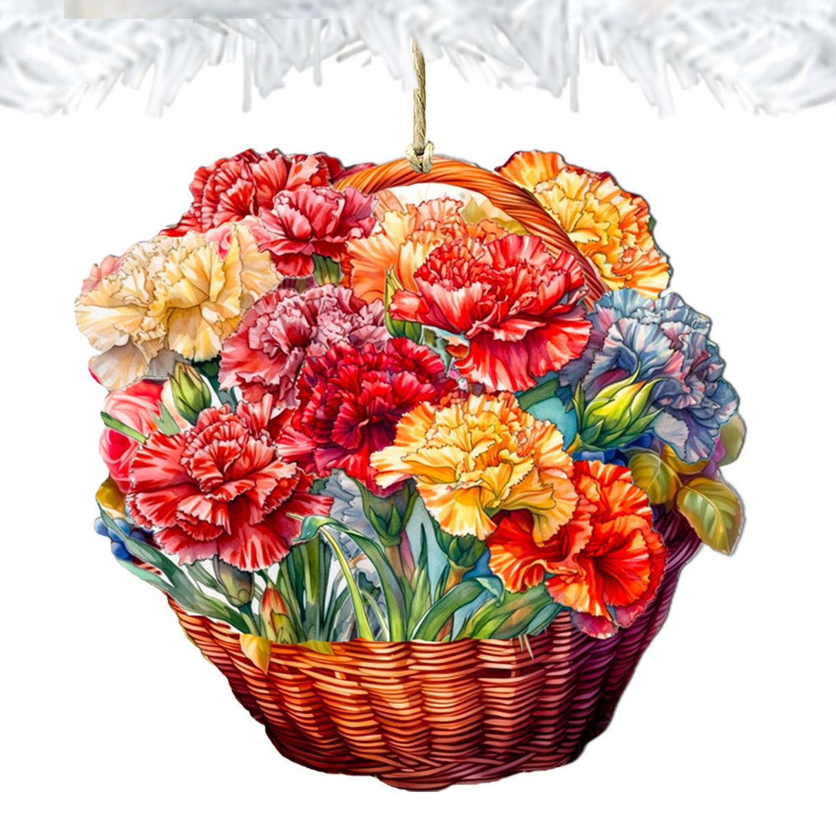 Carnation Basket Wooden Ornaments by G. Debrekht - Love Family Decor - 8688315