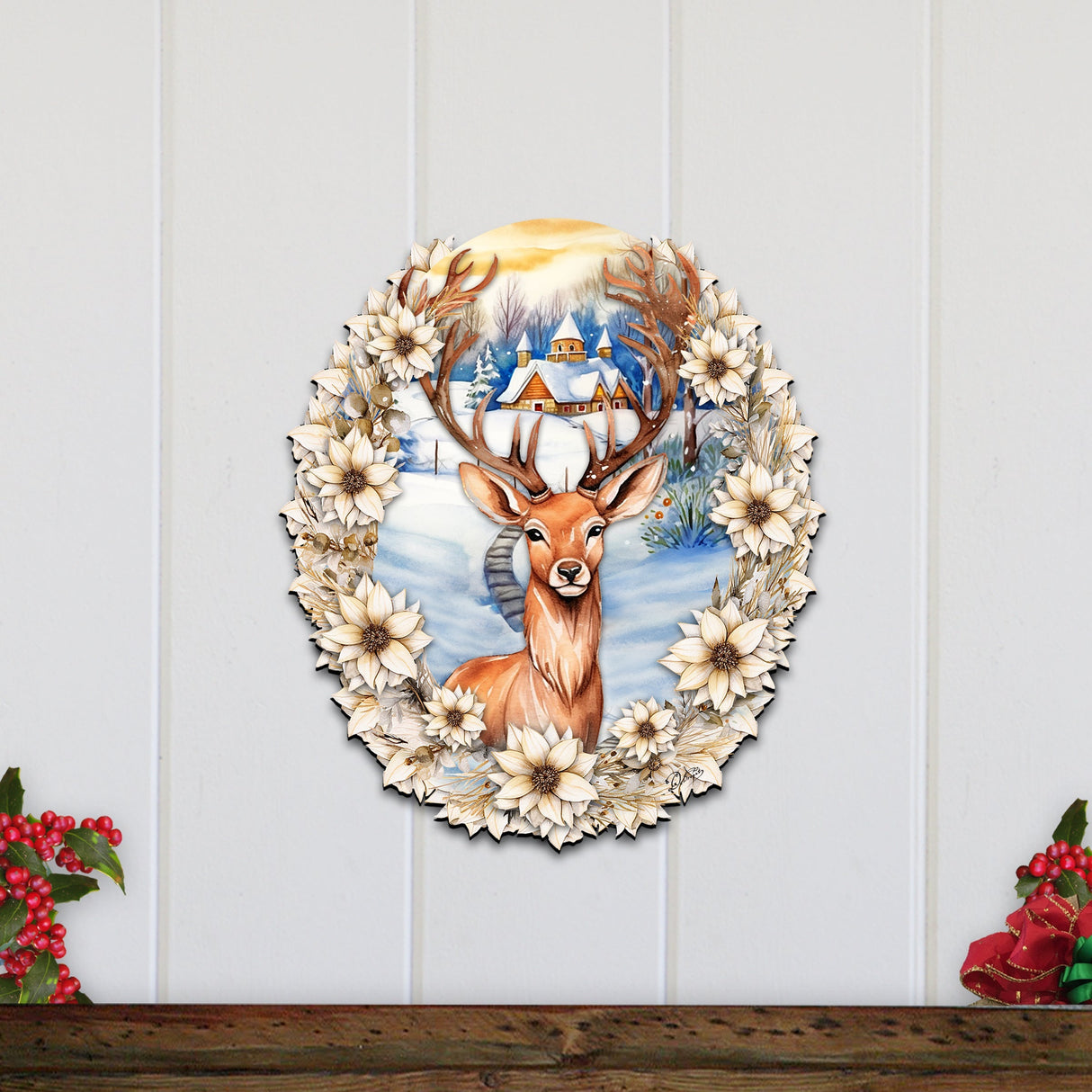 Majestic Forest Deer Holiday Door Decor by G. Debrekht - Christmas Decor - 8611065H