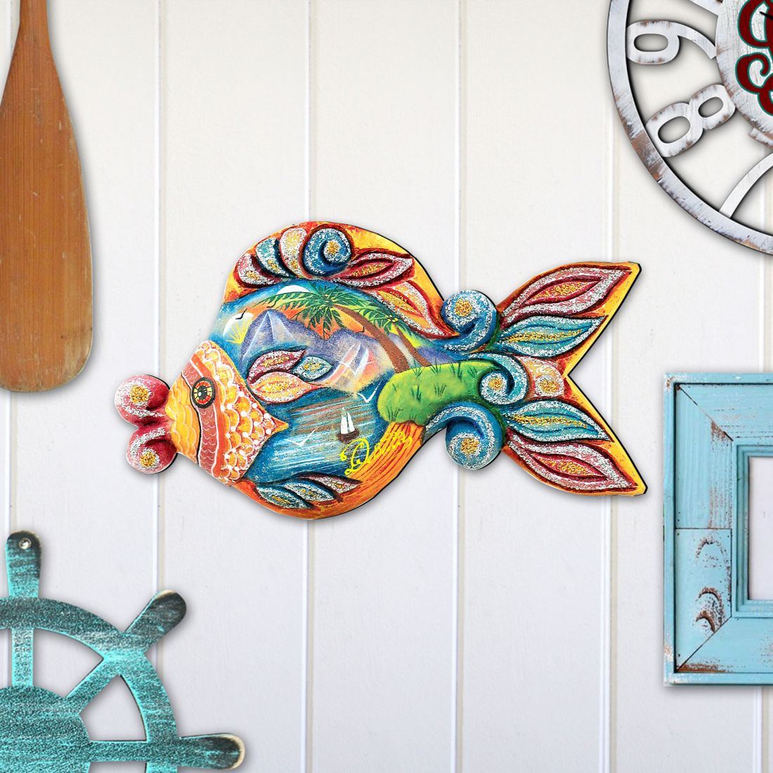 Paradise Fish Beach House Door Decor by G. DeBrekht - Coastal Holiday Decor - 8126161H