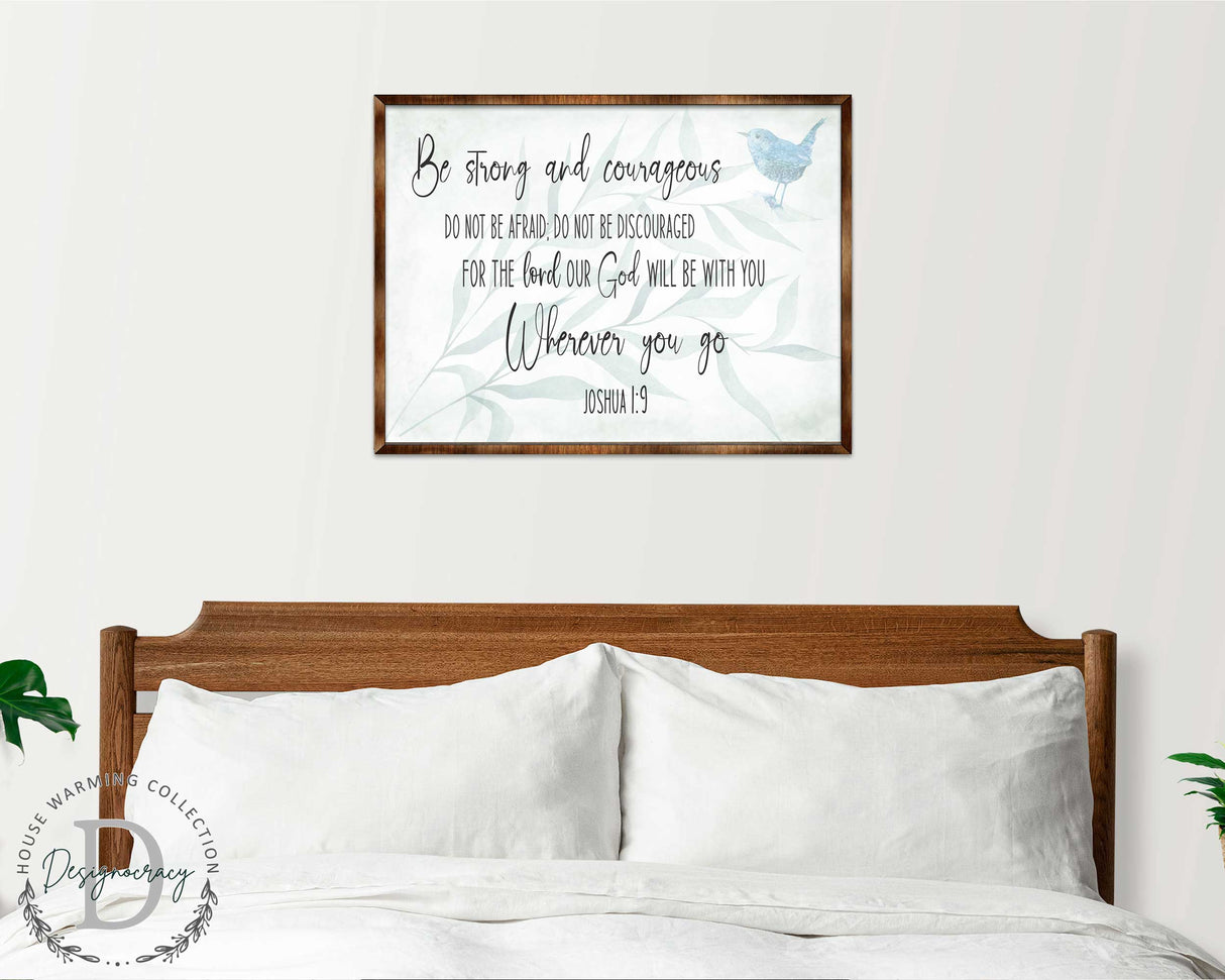 Be Strong and Courageous - God Will Be With You - Wooden Christian Art - Contemporary Sign - Living Room Decor - Joshua 1:9 - Inspirational Wall Art - 310331