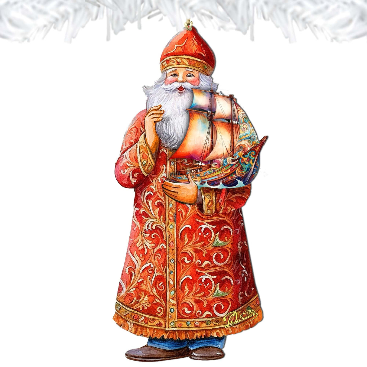 Crucero navideño con adornos de madera de Papá Noel de G. Debrekht - Decoración navideña de muñeco de nieve de Papá Noel - 8691408