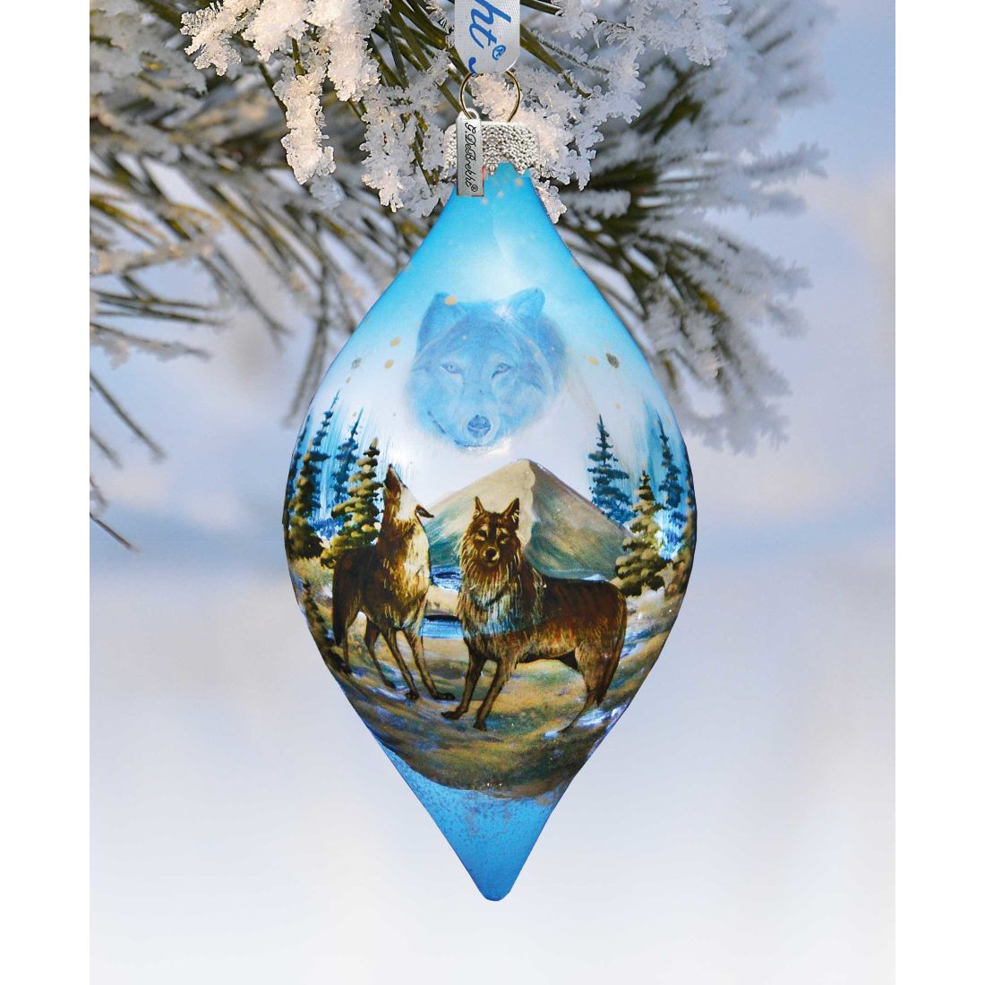 Adorno de cristal con lobos invernales de G. DeBrekht - Decoración navideña con animales salvajes - 74173