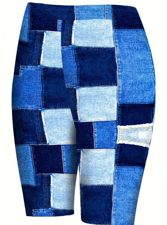 Ladies' Checkered Pants With Contrasting Color Splicing And Slim Fit Shorts - Lootquake