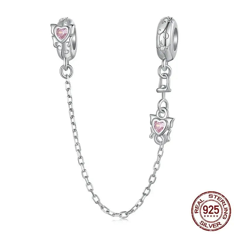 Butterfly Silicone Safety Chain S925 Sterling Silver - Lootquake