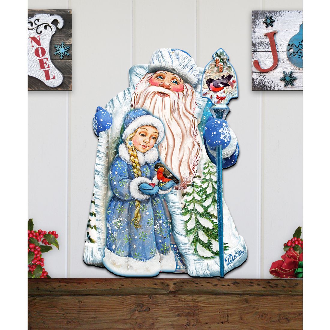 Decoración navideña para puerta de Papá Noel con niña de G. DeBrekht - Decoración navideña de Papá Noel y muñeco de nieve - 8111410H