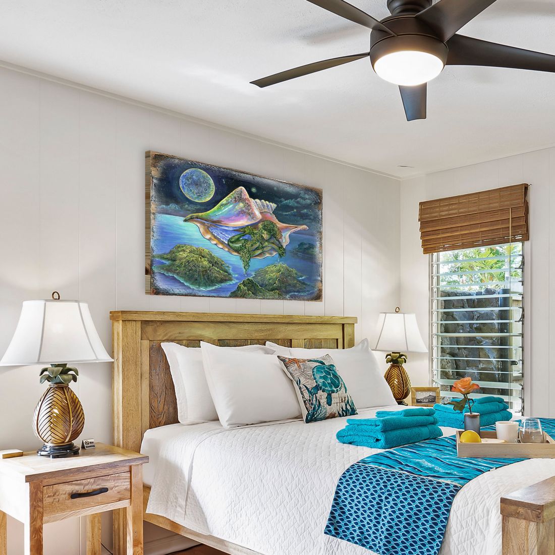 Sea View Fantasy Wooden Wall Art by Josephine Wall - Fantasy Decor - 852136-JW