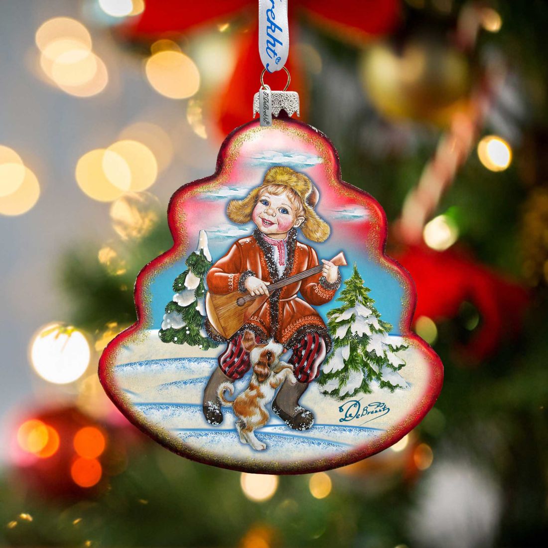 Juego de 3 adornos navideños de cristal de G. DeBrekht - Decoración navideña - 75103-B3