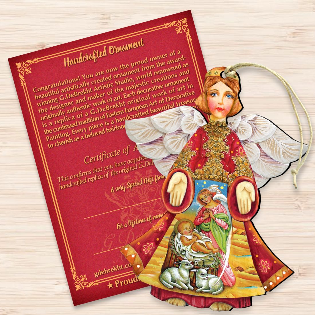 Mary And Joseph Angel Wooden Ornaments by G. DeBrekht - Nativity Holiday Decor - 8154109