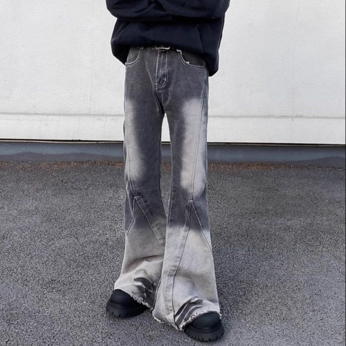 Retro Washed Gradient Fringed Jeans - Lootquake