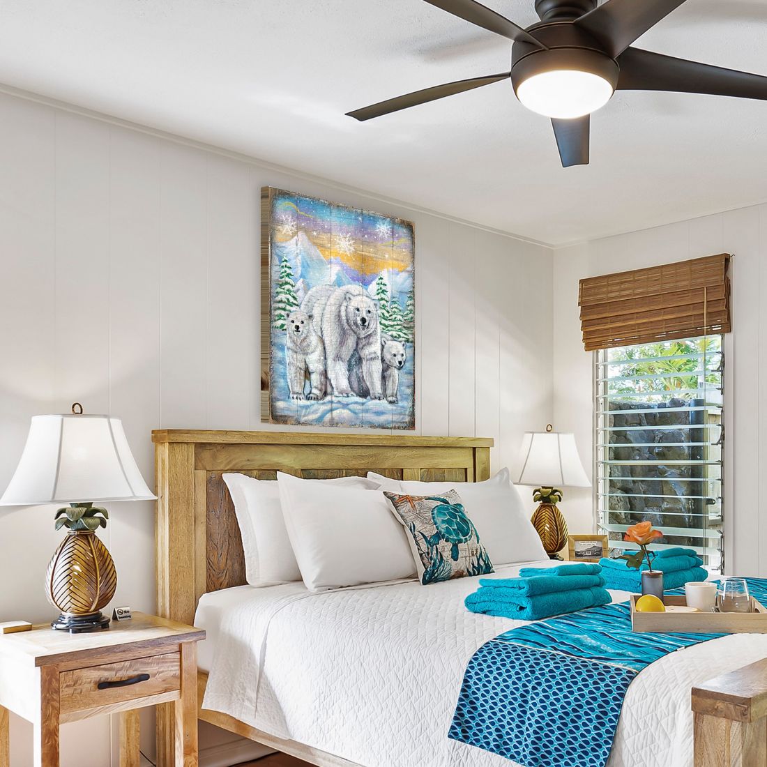 Arte mural de madera con osos polares de Nature Wonders - Decoración de vida silvestre - 95215B