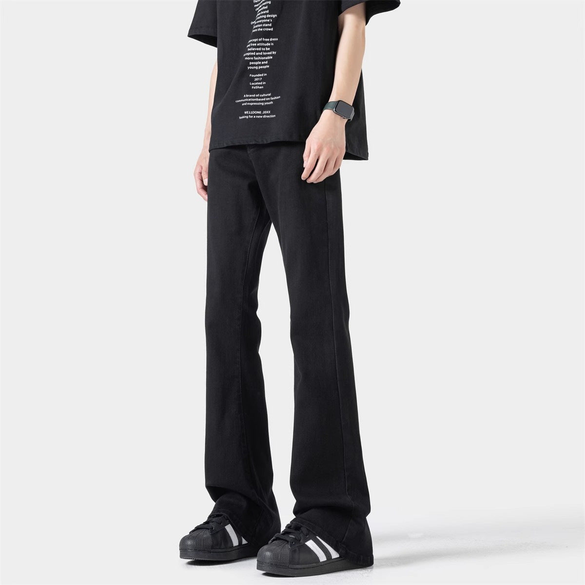 Black Casual Trousers Straight Micro-pull - Lootquake