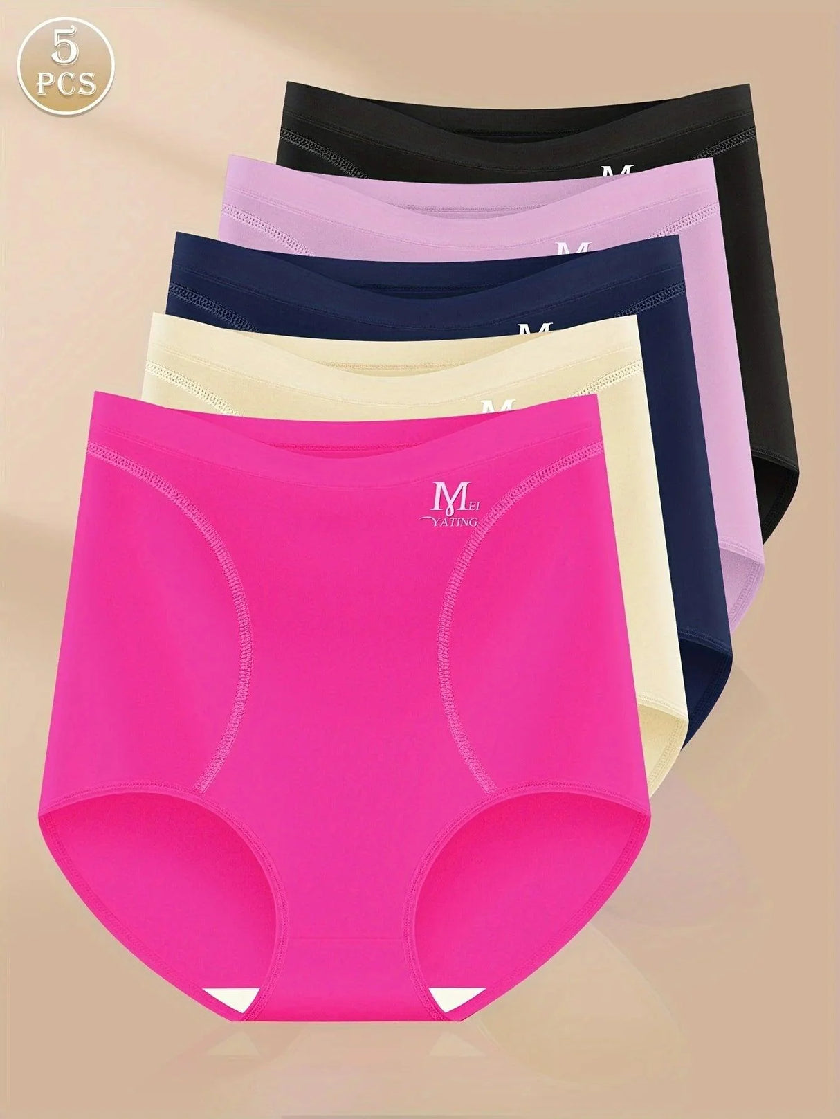 5 pcs high waist tummy Ice silk scarless women's triangle panties comfortable breathable buttocks summer thin models