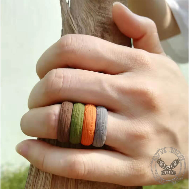 Juego de anillos de compromiso de silicona de 5,7 mm de ancho