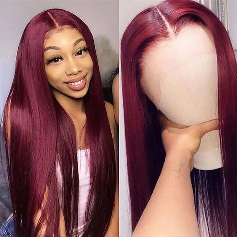 Full Headgear Long Straight Front Lace Wig Smooth Hair - Lootquake