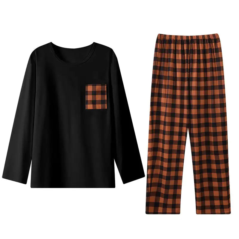 Ice Silk Long Sleeve Long Pants Men's Pajama Set - Lootquake