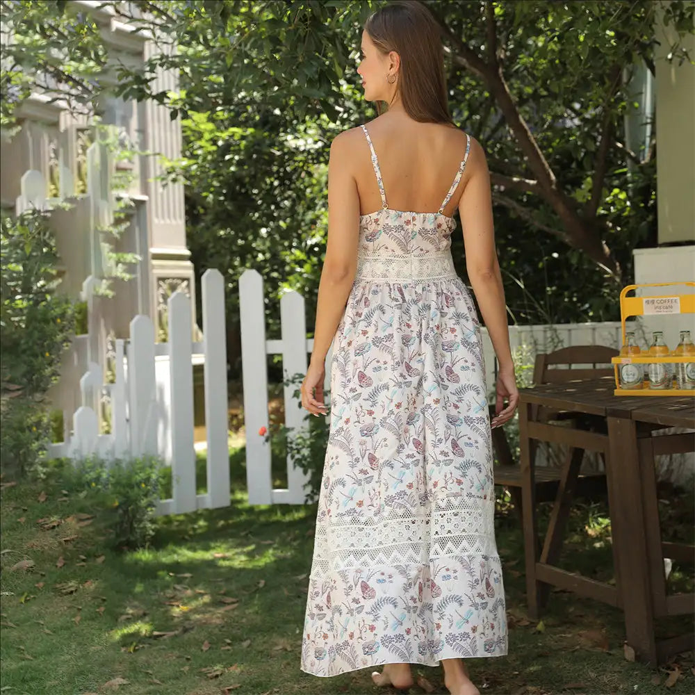 Women's Sleeveless Suspender Floral Dress - Lootquake