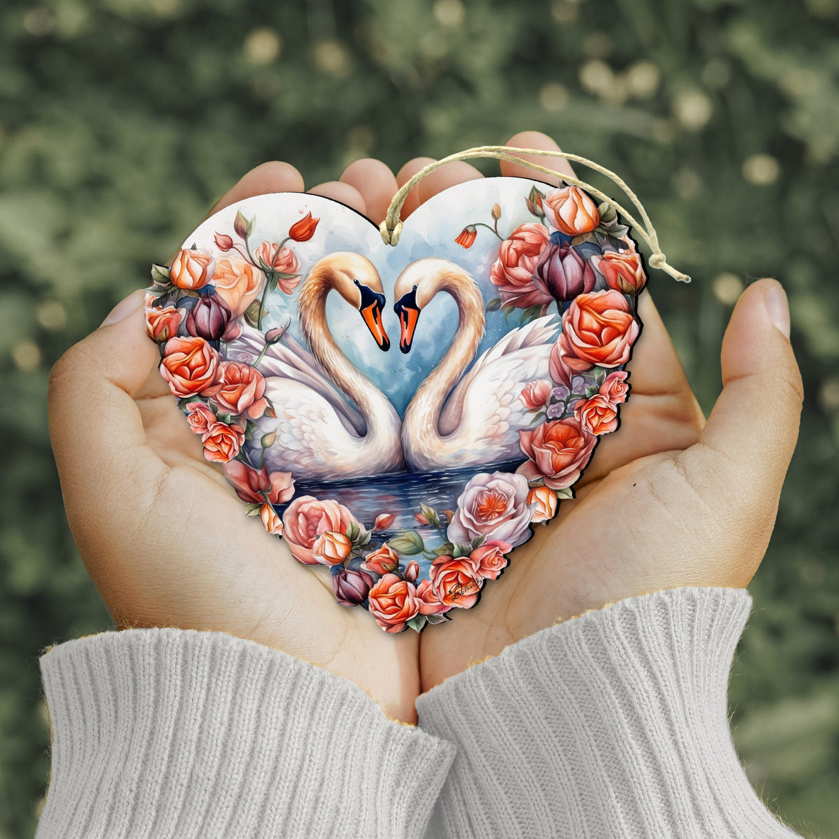 Adornos de madera con diseño de cisnes de G. DeBrekht: Decoración familiar para niños - 8611038