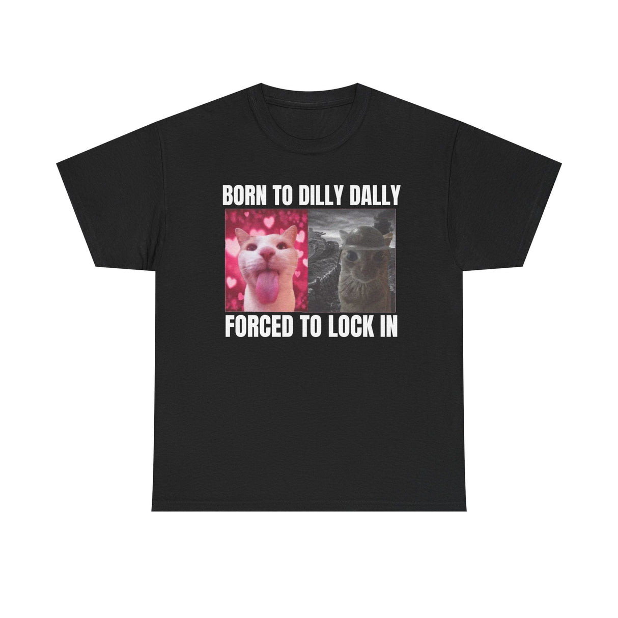 Born To Dilly Dally Forced To Lock In Funny Cat Shirt – Hilarious Meme Graphic Tee